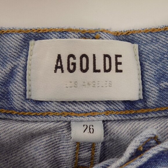 AGOLDE Jeans Size 26 High Rise Distressed 100% Organic Cotton Chambray Blue - Picture 3 of 6